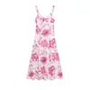Comércio Exterior Transfronteiriço Atacado Verão Novo Moda Europeia e Americana Estampa Vazada Vestido de Alcinha Vestido Sexy Sem Costas