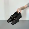 Versión de Cuero Suave~Zapatos de Estilo Francés para Mujer con Aumento Oculto de Altura, Hermosos y Cómodos Zapatos de Ballet, Zapatos Mary Jane Retro de Punta Cuadrada Negros