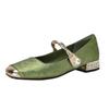 Nuevos Zapatos Mary Jane Cuadrados Retro Estilo Chino Primavera y Verano 2025 Boca Baja de Una Tira con Suela Suave Zapatos Explosivos Delgados Famosos de Internet