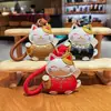 Llavero Creativo de Gato de la Suerte de Cuero, Lindo Accesorio de Bolsa de Dibujos Animados de Cuero, Colgante de Bolsa de Lujo Ligero, Pequeño Regalo de Año Nuevo