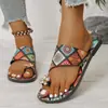 Zapatillas de Exterior de Estilo Étnico Cool Transfronterizas de Colorido Tamaño Grande para Mujer, Sandalias de Playa Populares Versátiles Europeas y Americanas