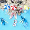 Mini Sombrilla de Sol, Bote de Pedales, Ancla, Silla de Playa, Paisaje de Playa, Decoración DIY de Micro Paisaje de Musgo