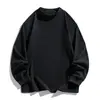 Sudadera de manga larga con cuello alto parcial para hombre, corte holgado, color liso, camiseta básica deportiva casual para primavera y otoño
