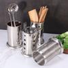 Porta Palillos de Acero Inoxidable Agujeros de Manzana Cuchillo y Tenedor Caja de Almacenamiento de Pajitas Cubo para Palillos Caja de Almacenamiento para Escurrir Cocina de Acero Inoxidable