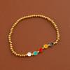 Pulsera de Acero Titanio con Esmalte de Goteo de Cara Sonriente Colorida para Mujer, con Cuentas Doradas, Lujo Ligero, Diseño Único, Sensación de Alta Gama, Joyería de Amistad