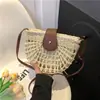 Bolso de paja tejido de nicho de verano para mujer, bolso de playa para vacaciones, bolso cruzado al hombro, bolso de sillín para debajo del brazo, bolso pequeño tejido