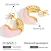Pendientes de Acero Inoxidable de Nuevo Estilo Transfronterizos, Elegantes y Sofisticados, Exquisitos Pendientes en Forma de C con Piedra Natural Chapados en Oro de 18K y Conservación del Color