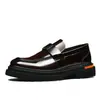 Zapatos de Cuero Formales de Negocios para Hombre de Piel de Vaca, Zapatos de Charol Estilo Británico de Suela Gruesa para Hombre, Zapatos Casuales de Cuero Genuino de Talla Grande para Hombre