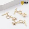 Hebilla otbuckle micro-incrustada envuelta en oro de 14K que conserva el color, hebilla de collar de estrella, circonita rectangular, cierre de perla, hebilla universal de corazón
