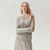 Suéter Jacquard Hueco de Seda de Morera y Cachemira Nuevo para Otoño e Invierno para Mujer Cuello Redondo Holgado Suave Mullido Tejido de Punto Prenda Base de Punto