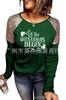 Estación independiente transfronteriza europea y americana AliExpress popular top holgado de manga larga con cuello redondo y costuras estampadas de trébol de cuatro hojas