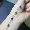 Pulseira de opala negra colorida natural, cada cor de fogo é diferente, 4*5mm, prata de lei 925, cravação de precisão