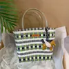 Cesta de Vegetais Pura Artesanal Bolsa Grande de Mão Sacola de Compras Armazenamento para Férias Piquenique Azul Nova Bolsa Feminina 2025