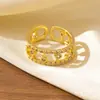 Novo Anel Vazado Totalmente Cravejado com Diamantes Transfronteiriço, Versão Larga com Cravação de Diamantes, Moderno e Elegante, Anel Aberto Ajustável para o Dedo Indicador