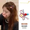 Dulce Pasador Lateral de Flor Roja y Azul para Mujer, Clip Lateral de Lazo, Clip para Flequillo de Frente, Pasador de Una Línea, Accesorio para el Cabello con Clip de Pico de Pato