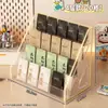Estante de exhibición de té de escritorio acrílico multicapa para tiendas de transmisión en vivo, estante de almacenamiento con compartimentos para té en bolsitas
