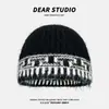 Gorro Jacquard Retro Coreano para Mujer, Cálido Gorro de Pescador con Protección para los Oídos, Versátil Gorro de Lana Tejido Estilo Étnico, Gorro para el Frío