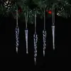 Decoração de Natal Transparente de Cristal Acrílico Suprimentos Criativo Floco de Neve Azul Cristal Gelo Barra Pingente Decoração de Árvore de Natal