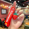 Llavero de dibujos animados con forma de fruta linda, figura de goma blanda de fresa y sandía, colgante creativo para mochila de estudiante, pequeño accesorio