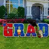 Placa de gramado popular para a temporada de formaturas de 2027, placa de gramado com tema de festa GRAD com glitter preto, placa de jardim