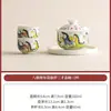 Gaiwan de Tres Talentos con Divertido Patrón de Ocho Caballos Estilo Chino, Puede Flotar y Girar Sin Calentarse, Tazón para Preparar Té Kung Fu, Taza de Té, Juego de Té