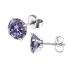 Aretes Stud de Acero Inoxidable 316 de Cuatro Garras con Circonita Brillante Transfronterizos para Mujer, Aretes Incrustados de Diamantes, Joyería Simple de Studs para Cartílago