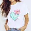 Camiseta Feminina Manga Curta Gola O com Zíper e Estampa de Coração Lo