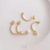 Brincos C-Shaped Banhados a Ouro 14K com Preservação de Cor e Porta-Miçangas de Meio Furo, Podem Ser Enfeitados com Pérolas, Brincos DIY, Acessórios para Brincos