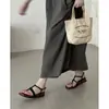 A Primeira Vez que Me Deparei com o Estilo Fashion~! Sandálias Romanas Abertas com Solado Grosso, Biqueira Quadrada e Tanga Retrô Francesa para Mulheres no Verão