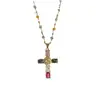 Collar con Colgante de Cruz Colorido Dulce y Fresco Y2K Cadena para Clavícula de Chica Popular Europea y Americana Cadena para el Cuello de Diseño de Lujo Ligero de Nicho para Mujeres