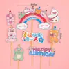 Decoración de Pastel Estilo Ins Bandera Coreana Enchufe Dibujos Animados Oso Lindo Hp Corazón Feliz Cumpleaños Topper Accesorios
