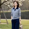 Outono de 2026 Nova Moda Feminina Marca Original Loja Oficial Elegante Conjunto de Duas Peças: Suéter de Malha com Gola Polo e Calça Reta