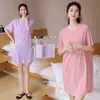 Saia de Seda de Gelo Feminina Verão Novo Gola Redonda Manga Curta Tamanho Plus Vestido Comprimento Médio Solto Emagrecedor Vestido Tubinho para Casa