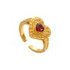 Anel de Zircônia Brilhante em Formato de Coração Estilo Europeu e Americano, Latão Retro de Nicho Banhado a Ouro Real 18K, Anel de Luxo Leve de Alta Qualidade para Socialites