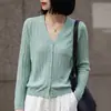 Novedad Otoño/Invierno 2026 Ropa de Punto para Mujer Cárdigan de Punto con Cuello en V Suéter de Punto de Bambú Suéter Fino para Mujer Abrigo Clásico Versátil