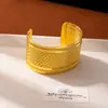 Pulseira Aberta Estilo Étnico Vintage, Pulseira Larga Dourada Exótica de Dunhuang, Joia de Luxo Leve Estilo Étnico Boêmio Dai