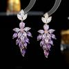 Pendientes de plata s925 con aguja, de lujo, de alta calidad, al por mayor, con incrustaciones de circonitas grandes en forma de diamante, hojas exageradas, estilo industrial pesado.