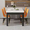 Juego de mesa de comedor y sillas de pizarra estilo nórdico, diseño simple, forma rectangular, estructura de hierro con acabado de madera sintética, apto para uso doméstico, ideal para apartamentos pequeños