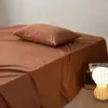 Sábana bajera de color sólido estilo hotel clase A, 100% algodón de fibra larga cepillado, pieza única, colcha de algodón puro engrosada, ultrasuave para dormir desnudo