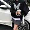 Sudadera retro coreana con estampado de lazo para mujer, otoño e invierno, forro polar, engrosada, corte holgado, versátil, chaqueta casual