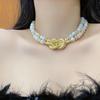 Collar de perlas barrocas de estilo Xiaoxiang medieval vintage de industria pesada, sentido de alta gama, lujo ligero, costura, cadena para clavícula, cadena para el cuello