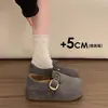 Zapatos Birkenstock de altura oculta para mujer 2026 nuevo versátil correa de hebilla gris zapatos de vestir versátiles suela gruesa punta redonda zapatos casuales mujer
