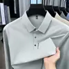 Camiseta de manga larga de alta gama para hombre, primavera/otoño 2026, cuello camisero, polo de retazos, color liso, top versátil estampado
