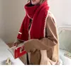 Cachecol de Tricô Elegante de Cor Sólida em Mistura de Lã para Mulheres, Aquecedor de Pescoço Versátil Quente de Inverno para Estudantes, Fabricante