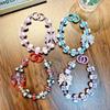 Llavero con cuentas de cristal, pintado a mano, con forma de lazo, para teléfono móvil, bolso, joyería, llavero para coche.