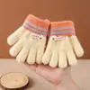 Guantes de Invierno y Otoño para Niñas, de Cinco Dedos, Forrados de Felpa, Engrosados, Cálidos Guantes Infantiles para Estudiantes al Escribir, Hacer Tareas y Andar en Bicicleta