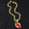 Colar com Pingente de Corrente Totalmente Cravejado com Diamantes Novo Estilo Hip-Hop Europeu e Americano Transfronteiriço Pingente Personalizado com Logo de Basquete
