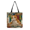 Bolsa de Compras Portátil Multifuncional Creativa Transfronteriza, Bolsa de Playa Reutilizable, Bolso de Hombro con Estampado de Gato Lindo