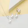 Conjunto de Três Peças de Joias de Pérola de Água Doce Estilo Princesa: Colar, Anel, Brincos, Pingente, Conjunto de Joias Elegantes Atacado