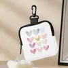 Várias Porta-Moedas Estampados com Corações, Bolsas de Armazenamento Impermeáveis de Couro Sintético com Zíper, Mini Bolsas Multifuncionais para Fones de Ouvido